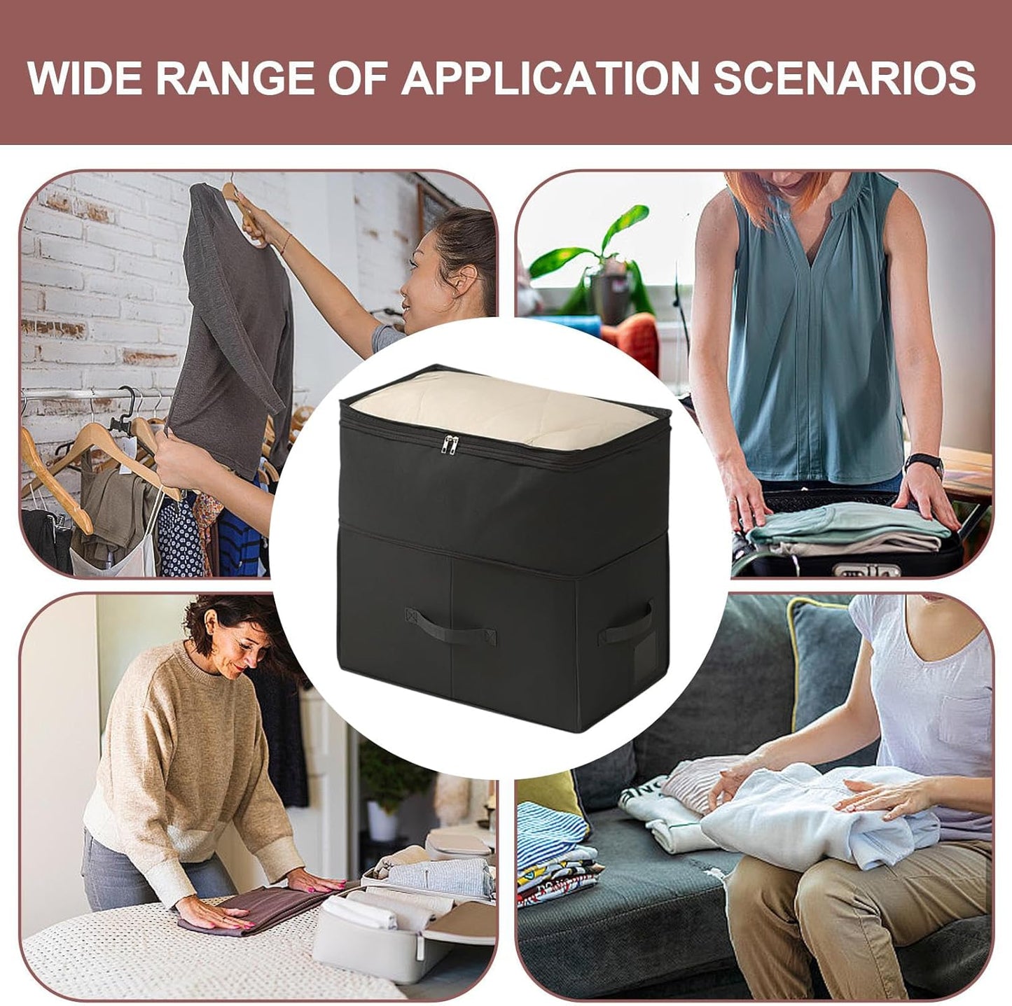 Under Bed Clothes Storage - Large Capacity Foldable Waterproof Box,Under The Bed Storage,for Quilts Blankets Seasonal Clothing Bedding Closet Garage Basement Attic Bedroom Home