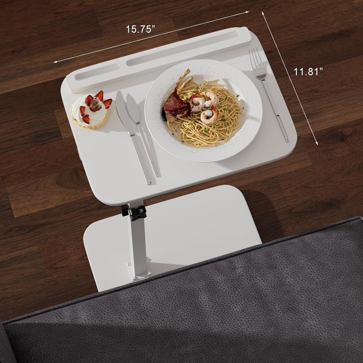 Adjustable End Table for Couch, 360° Swivel C Shaped Side Table with Height Adjustment, Small Sofa & Bedside Table for Living Room & Bedroom, TV Tray Alternative, Space Saving, Gift for Home
