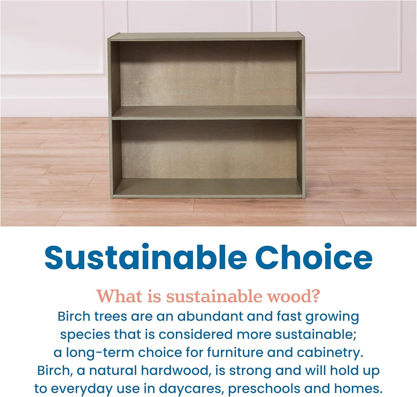 ECR4Kids Streamline 2-Shelf Storage Cabinet, 30in, Kid's Bookshelf, Grey Wash