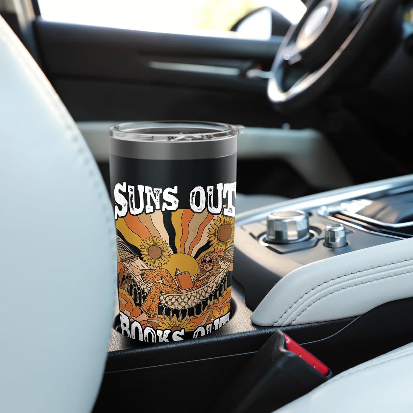 Suns Out Books Out Summer Reading Retro Book Lover Vibes Stainless Steel Insulated Tumbler