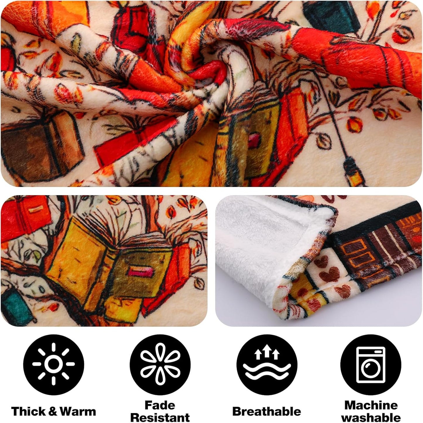 Book Lovers Gifts Blanket, Book Reading Throw Blanket, Librarian Bookish Books Club Gift for Women Readers Bookworms Birthday Graduation Present Ideas Soft Flannel Blankets 50'' x 60''