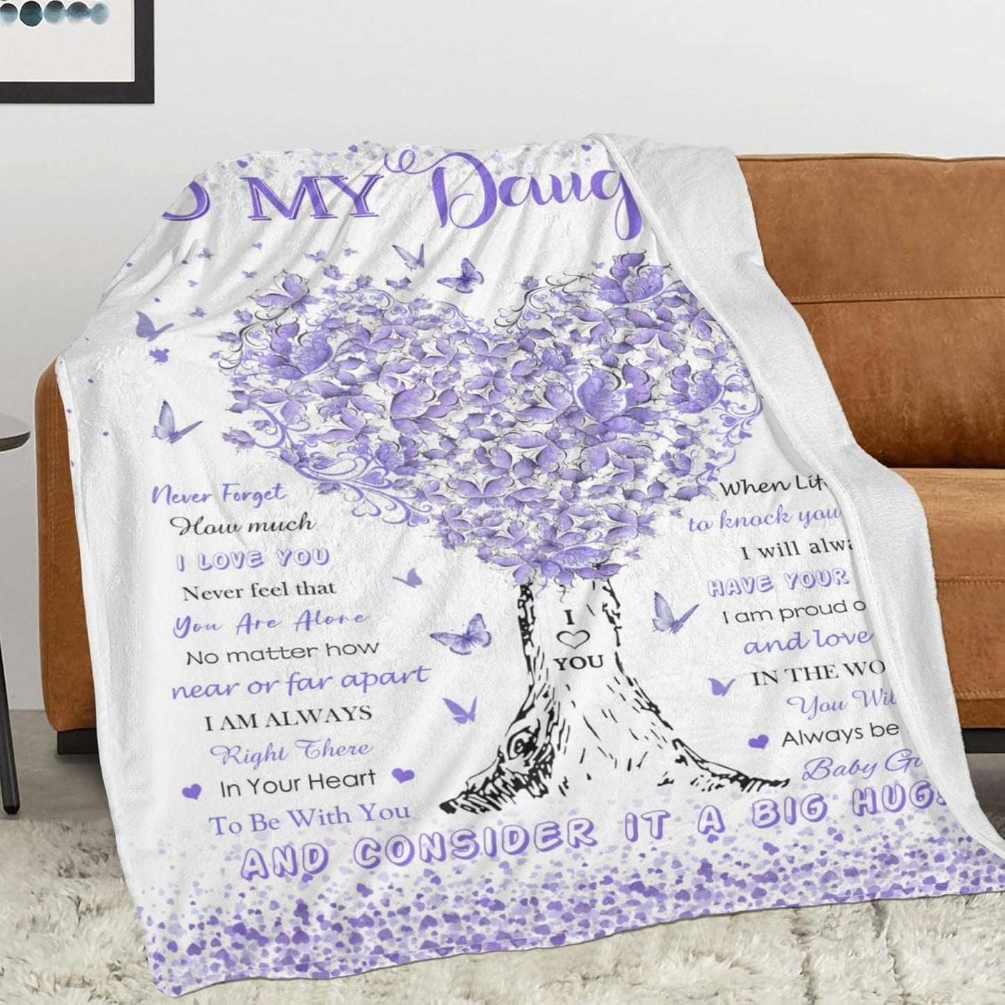 Daughter Gifts from Mom Dad, Birthday Gifts for Daughter, Unique Fun Purple Tree Girl Throw Blanket Gift for Graduation Christmas Quinceanera Super Soft Warm Comfy Plush Flannel Fleece Blanket 60"x50"