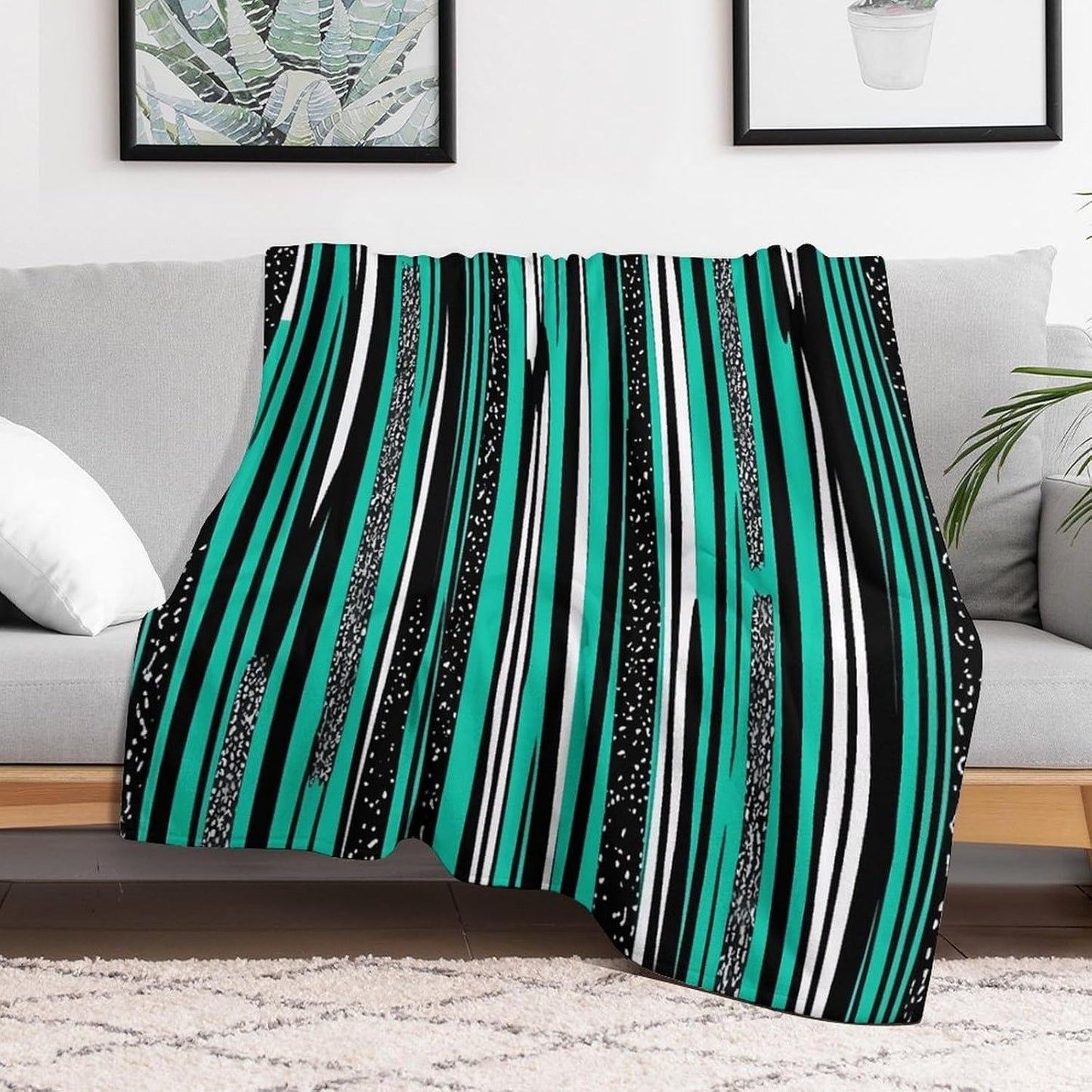 Striped Blue Throw Blanket for Couch Super Soft Warm Lightweight Throw Blankets Cozy Flannel Bed Blanket Cute Decorative Blankets for All Seasons Home Decor Gift 30"*40"（76 * 100cm）
