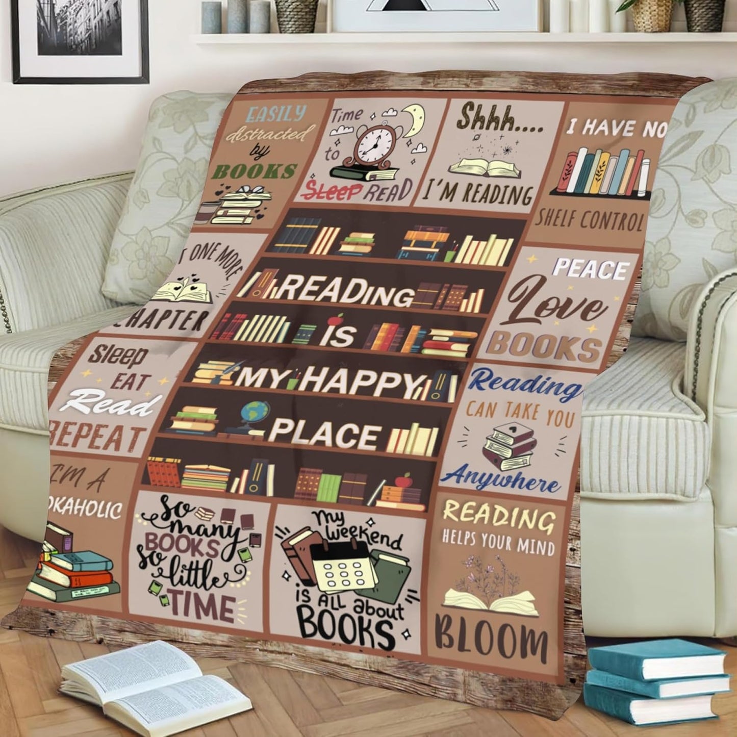 Book Lovers Gifts for Women, Book Lover Gift Ideas, Book Blanket, Gifts for Book Lovers, Reader, Librarian, Bookworm Gifts on Birthday Christmas Throw Blankets 50"x60"