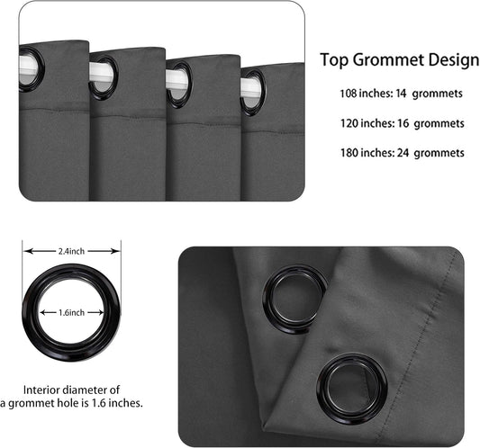 BONZER Room Divider Curtain Total Privacy Wall Grommet Thermal Insulated Soundproof Extra Wide Blackout Curtains for Bedroom Living Room, 84L x 108W Inch (7L x 9W ft), 1 Panel, Dark Grey