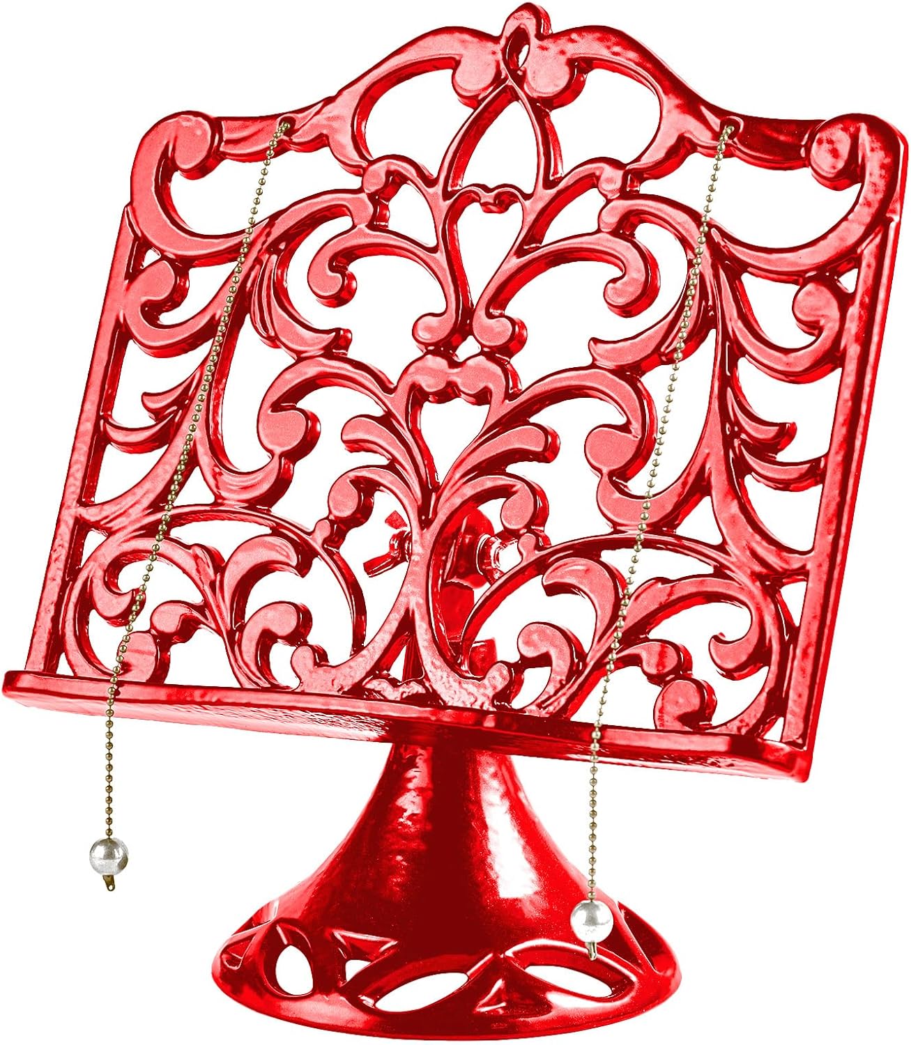 JOGREFUL Adjustable Cookbook Stand, Cast Iron Heavy-Duty Recipe Book Holder, Kitchen Vintage Recipe Book Holder, Reading Rest Holder for Easel/Counter/Books/Magazine/iPad/Bible, Classic Red