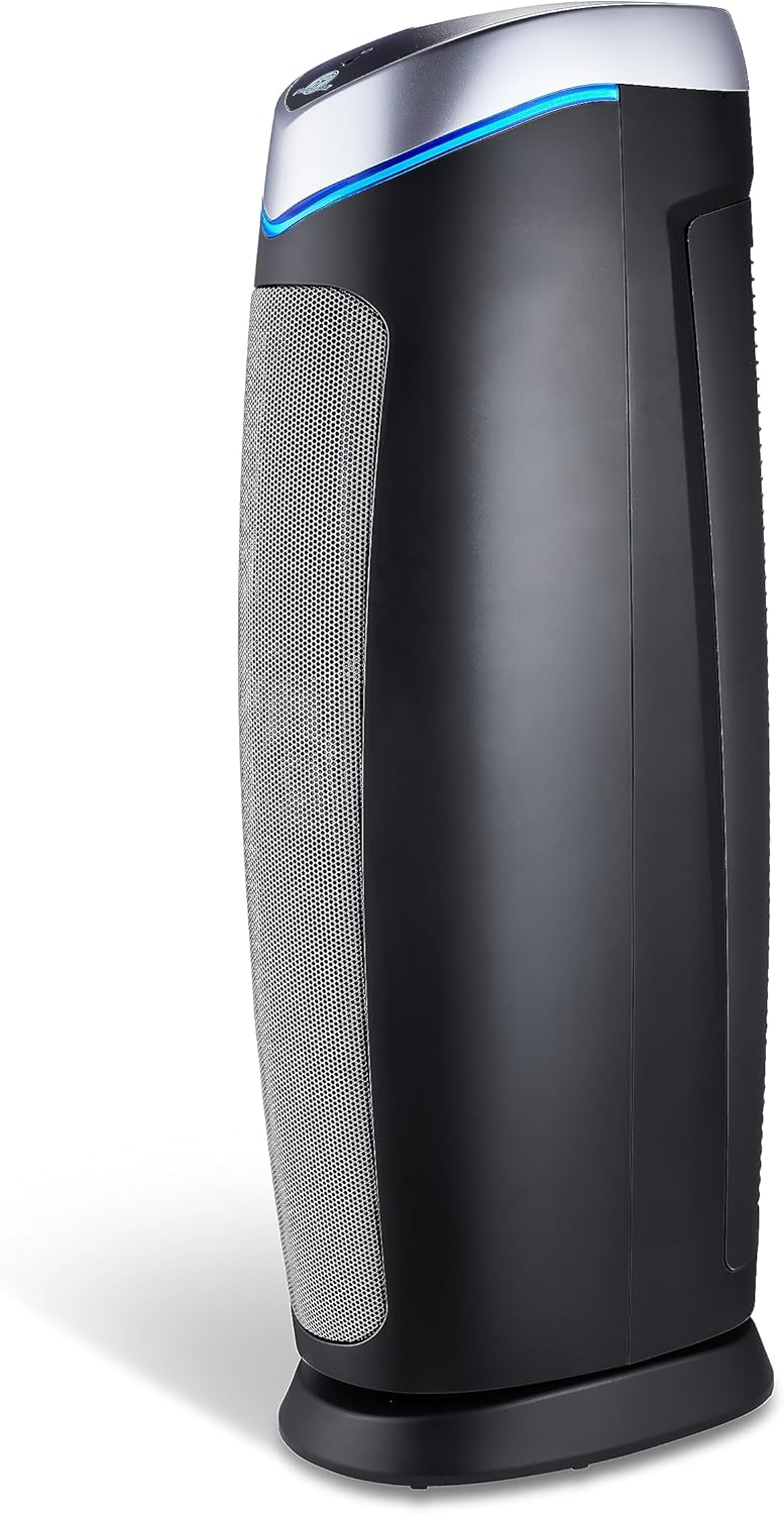 GermGuardian 5-In-1 HEPA Air Purifier for Home, Large Rooms Up To 915 Sq. Ft. with HEPA Pet Air Filter, UV-C Light & Odor Reduction, AC5250PT, 28" Tower, Gray