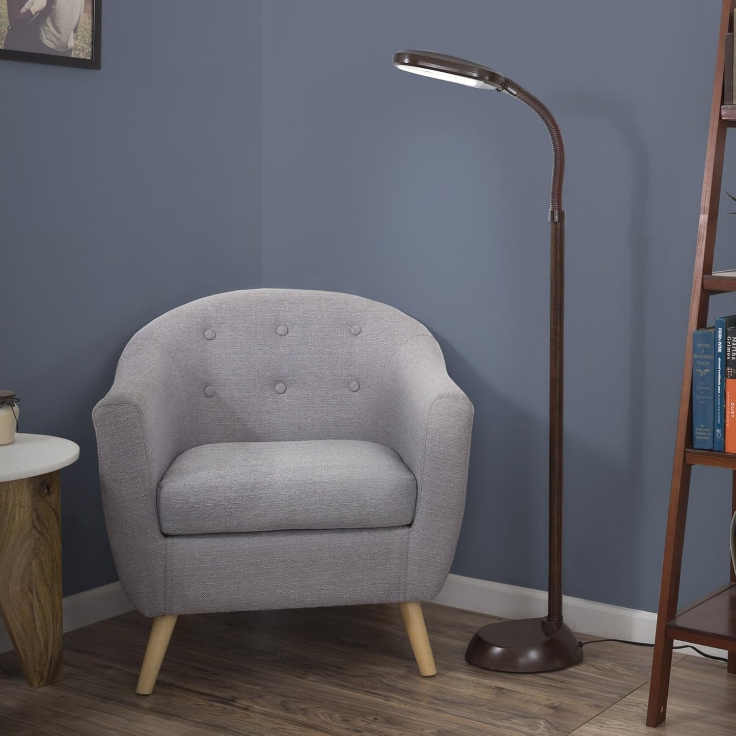 Lavish Home 72-1438 Full Spectrum Natural Sunlight Floor Lamp with Bendable Neck-Reading, Craft, Studying, and Esthetician Light, 62.5", Brown