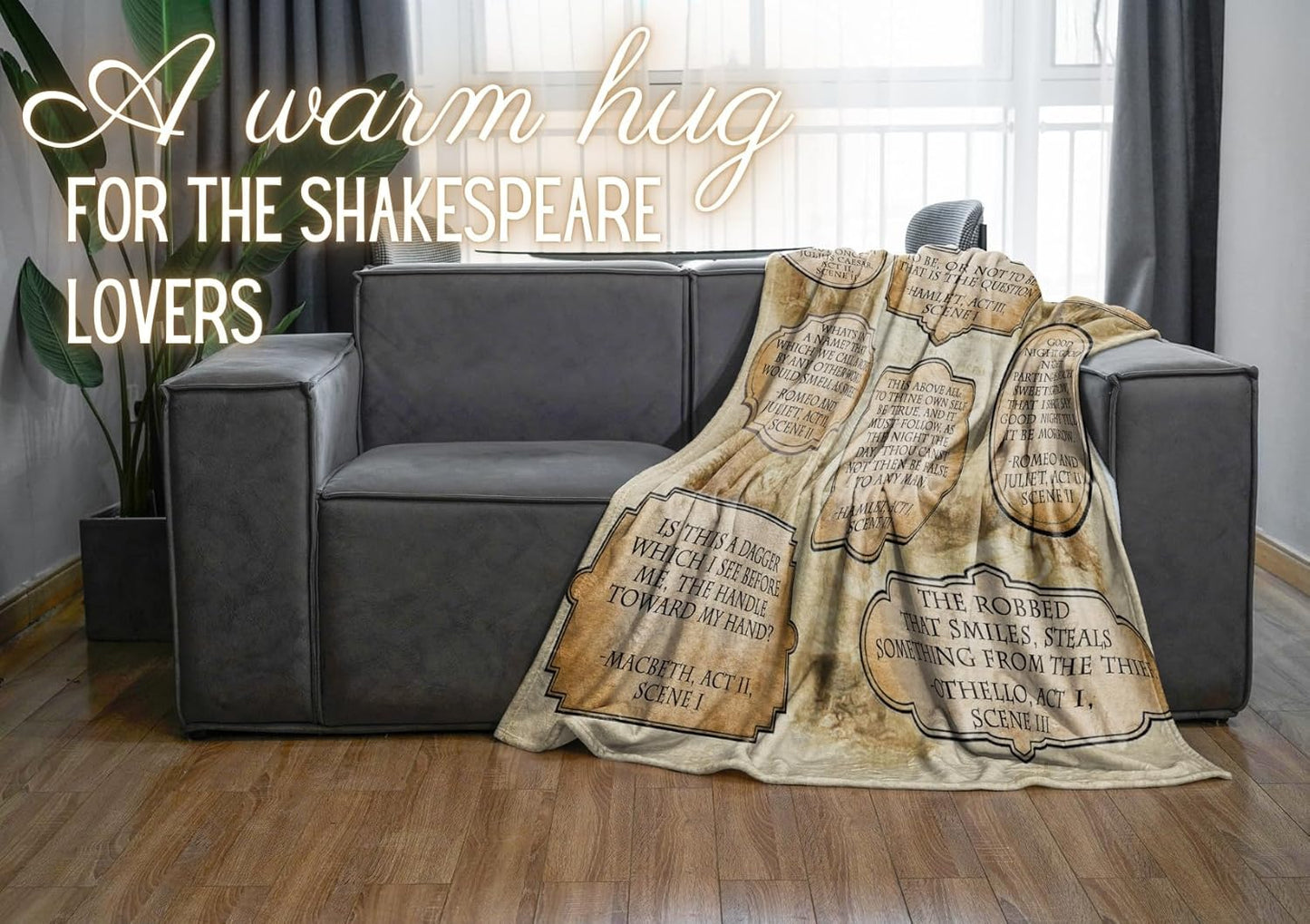 Shakespeare Blanket Gifts for Women Men - Gift for Book Theater Lovers Writers - Birthday Christmas Funny Deco - 60" x 80"