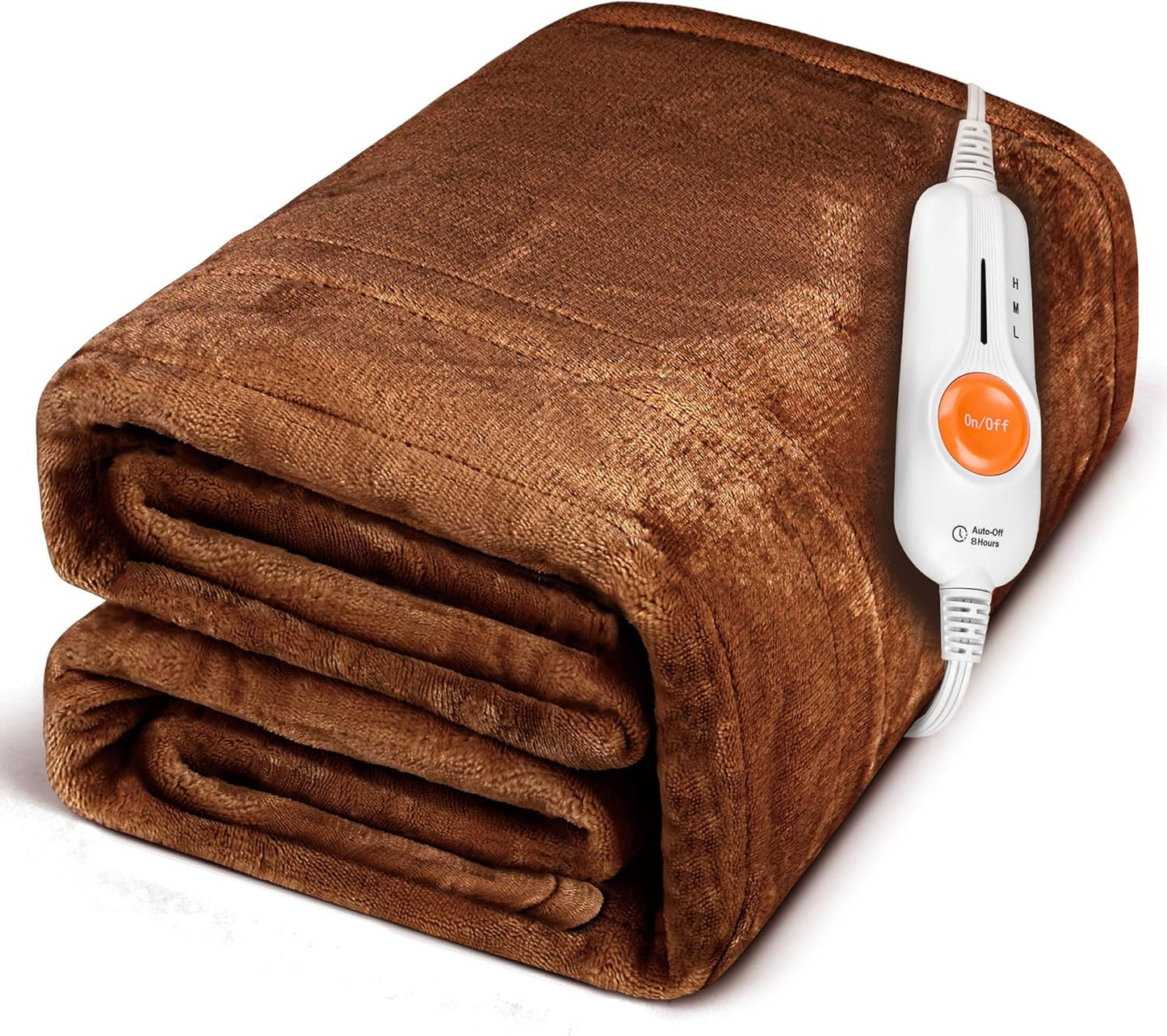 Gintao Electric Heated Blanket Full Size, 72"x84" Double Soft Flannel Electric Blanket with 3 Heating Levels,ETL&FCC Certified,8H Auto Off Heating Blanket&Overheat Protection,Gifts,Brown