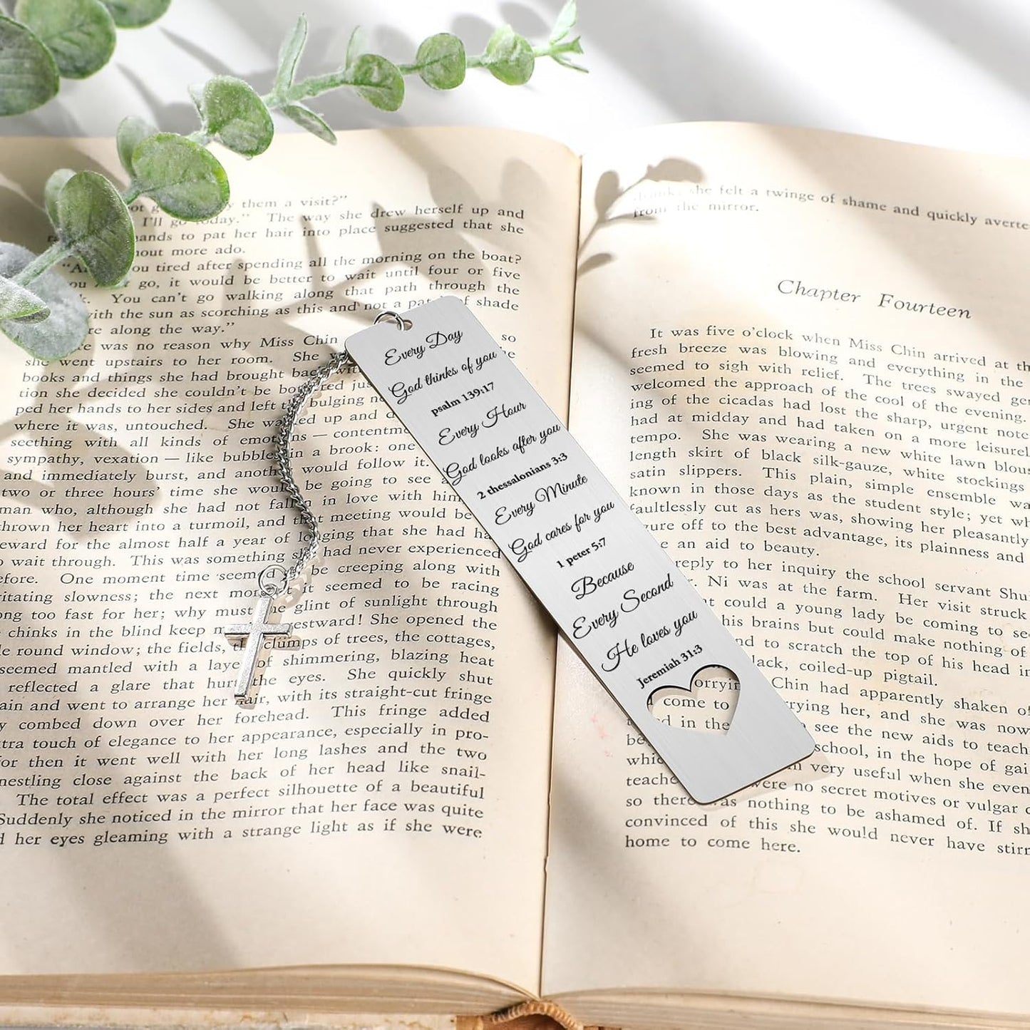 Bible Verse Metal Bookmark Gift - Christening Bookmarks Gifts for Women Men Inspirational Baptism Birthday Gift for Book Lovers Bookworms Book Club Religious Reading Gift, Silver