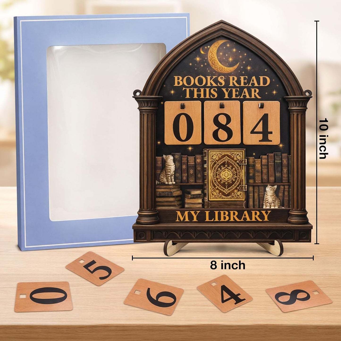 Books Read This Year Counter Sign - Vintage Reading Tracker Ornament Bookshelf Decor - Bookish Gifts for Book Lovers Bookworms Readers