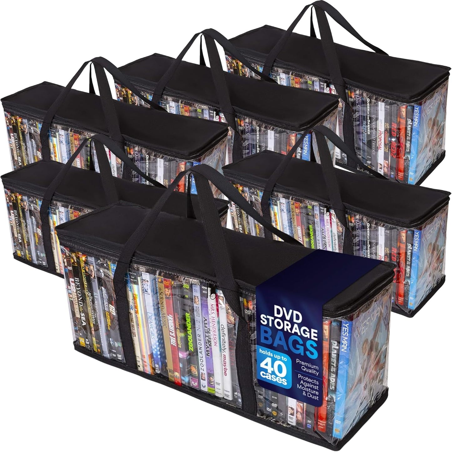 Premium Quality Home DVD Storage Bags (6-Pack) Holds 240 Total Movies or Video Games, Blu-ray, | Convenient Travel Case for Media | Stackable, Easy to Carry
