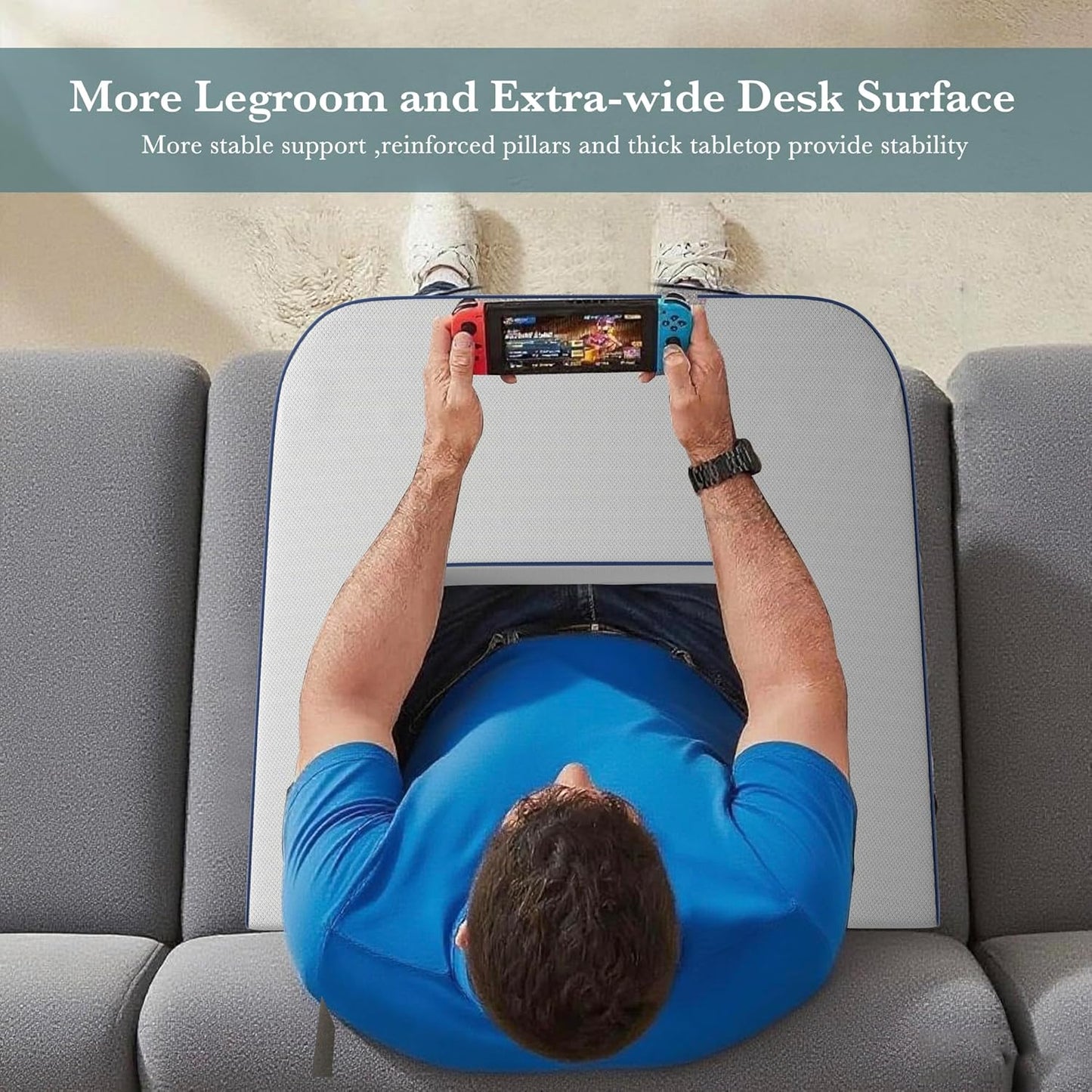 Reading Pillow for Gaming Lap Desk Pillow Large Laptop Pillows for Adults with Arm Rest and Side Pocket, Gaming Pillow for Bed/Floor/Couch/Rest/Playing/Working(Grey)