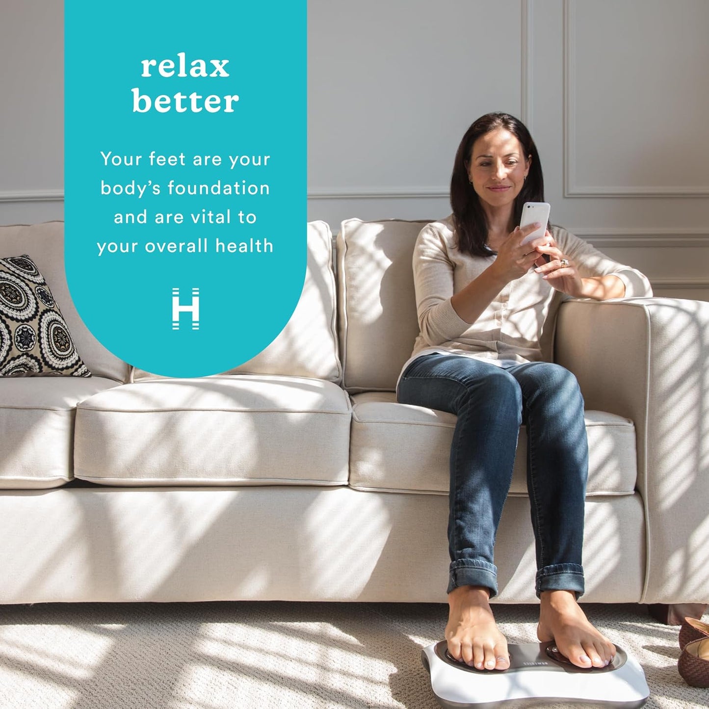 HoMedics Shiatsu Deluxe Foot Massager with Heat 4 Rotational Heads, 10 Massage Nodes, Therapeutic Kneading & Rolling Warming Massage