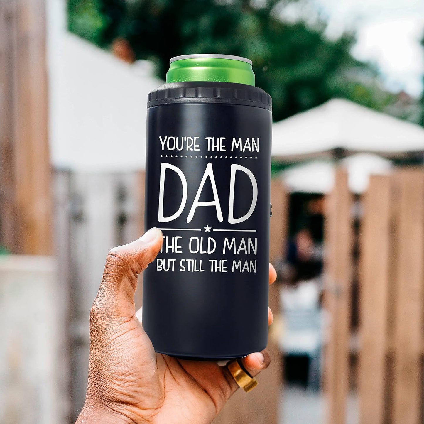 SANDJEST 4-in-1 Dad Tumbler Gifts for Dad from Daughter Son - 12oz Funny Old Man Dad Can Cooler Tumblers Cup - Stainless Steel Insulated Cans Coozie Christmas, Birthday, Father's Day Gift