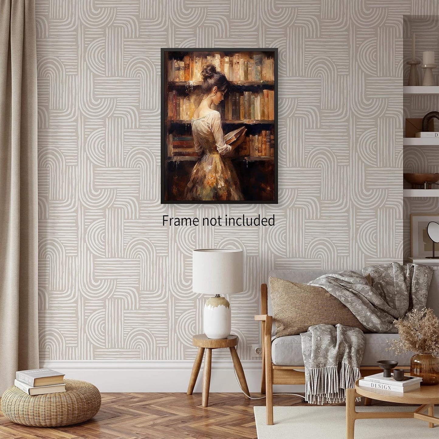 Aimery Vintage Library Posters Retro Oil Painting Wall Art Antique Female Portrait Pictures Girl Reading Book Canvas Prints Famous Aesthetic Wall Decor for Gallery Study 12x16 inch Unframed