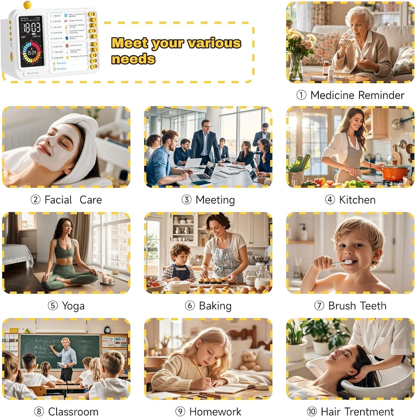 Visual Timer for Kids Adults, ADHD Timer with Planning Board for Schedules, Task Timer Toddler Visual Timer Silent Time Timer for Home Classroom