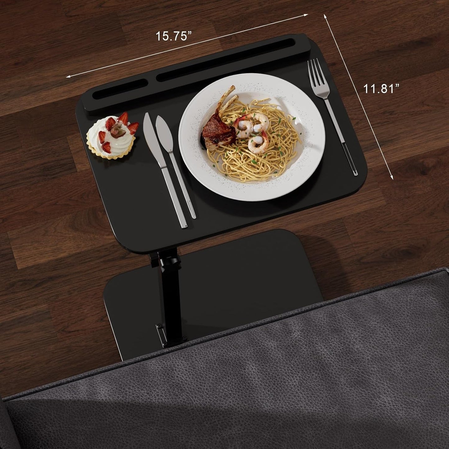 Sofa Side Tray Table for Couch - Set of 2 Adjustable Height 360° Swivel C Table for Sofa & Bed, Use as TV Tray Laptop Stand Snack Table Reading Desk, Fits Eating Working Studying