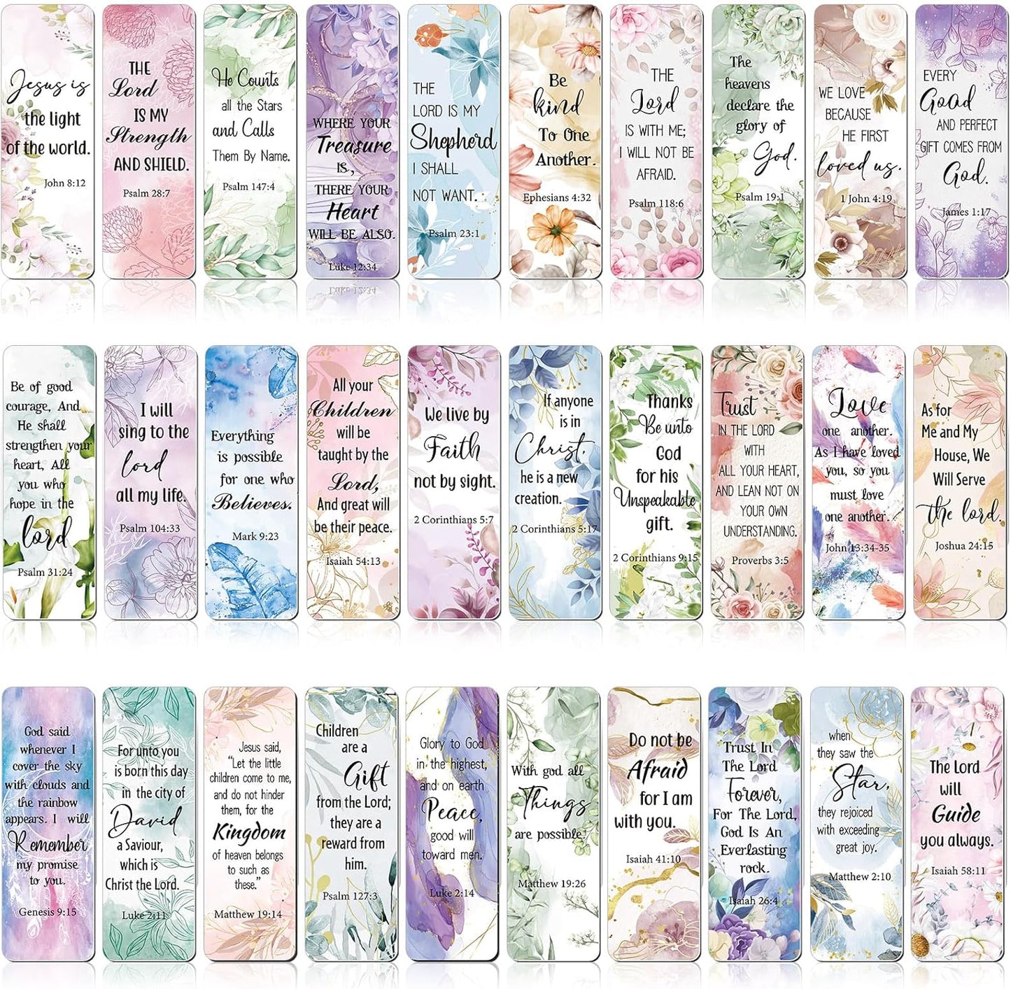 Chinco 30 Pcs Magnetic Christian Bookmarks - Bible Verse Inspirational Scripture Page Clips, Religious Prayer Bookmarks for Women, Kids, Teachers, Church Supplies & School Gifts (Floral)