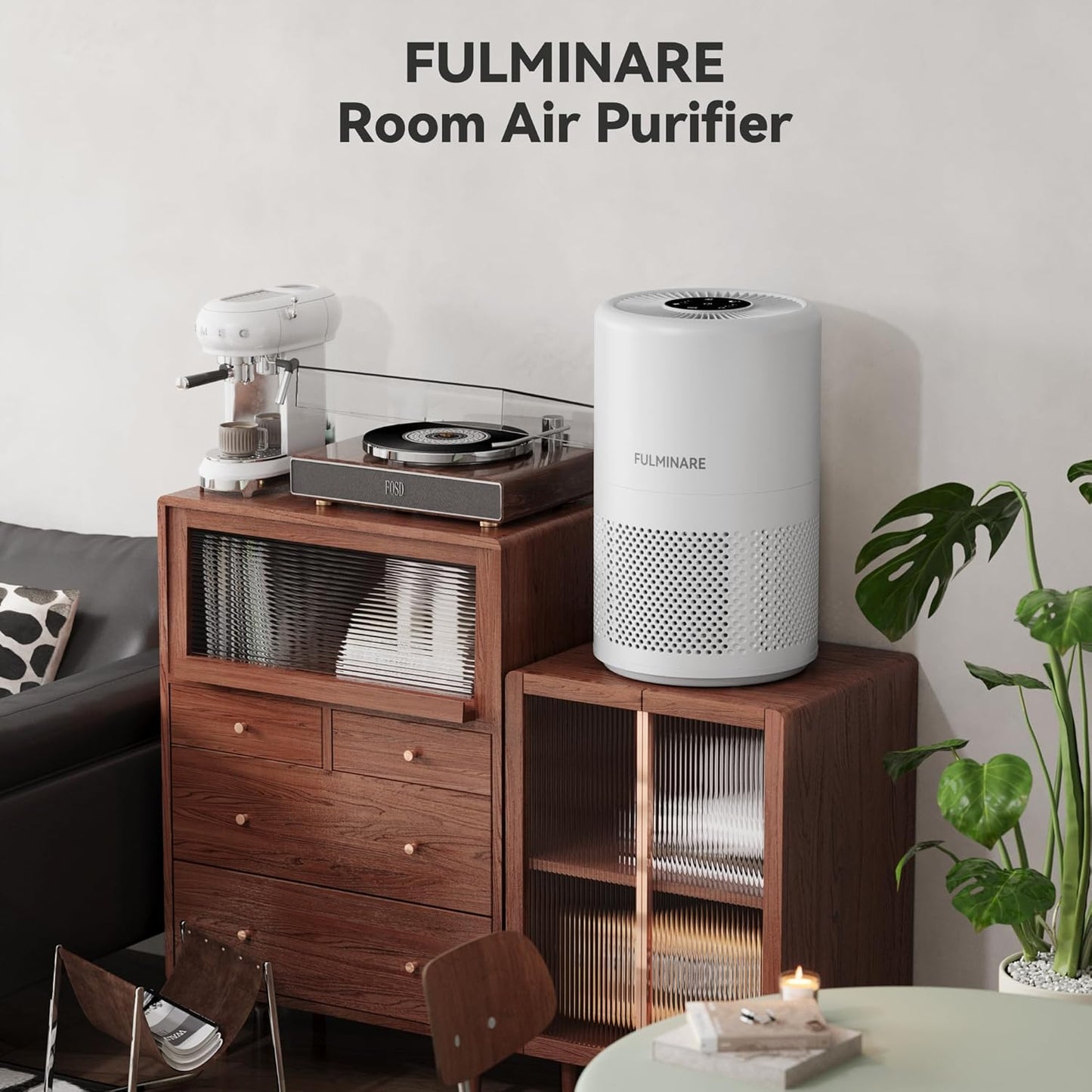 FULMINARE Air Purifiers for Home Bedroom 1095 Ft² Coverage HEPA Air Purifier for Large Room for Pets, Smoke, Kitchen, Office, 3 Speeds, Timer, Quiet, Auto Variable Frequency, Sleep Mode, White