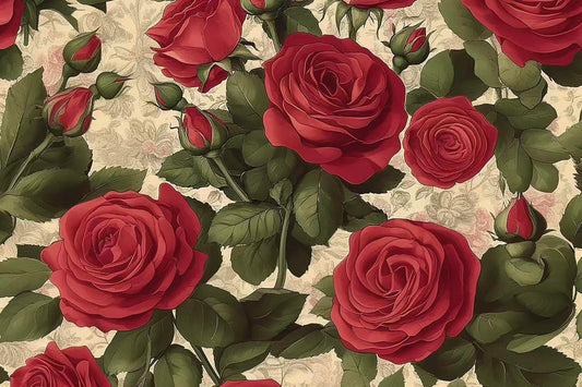 3D Printed Vintage Red Rose Area Rug, 4'x6' Non-Slip Low Pile Floral Carpet, Machine Washable Farmhouse Botanical Rug for Bedroom Living Room Dining Room-4ft x 6ft