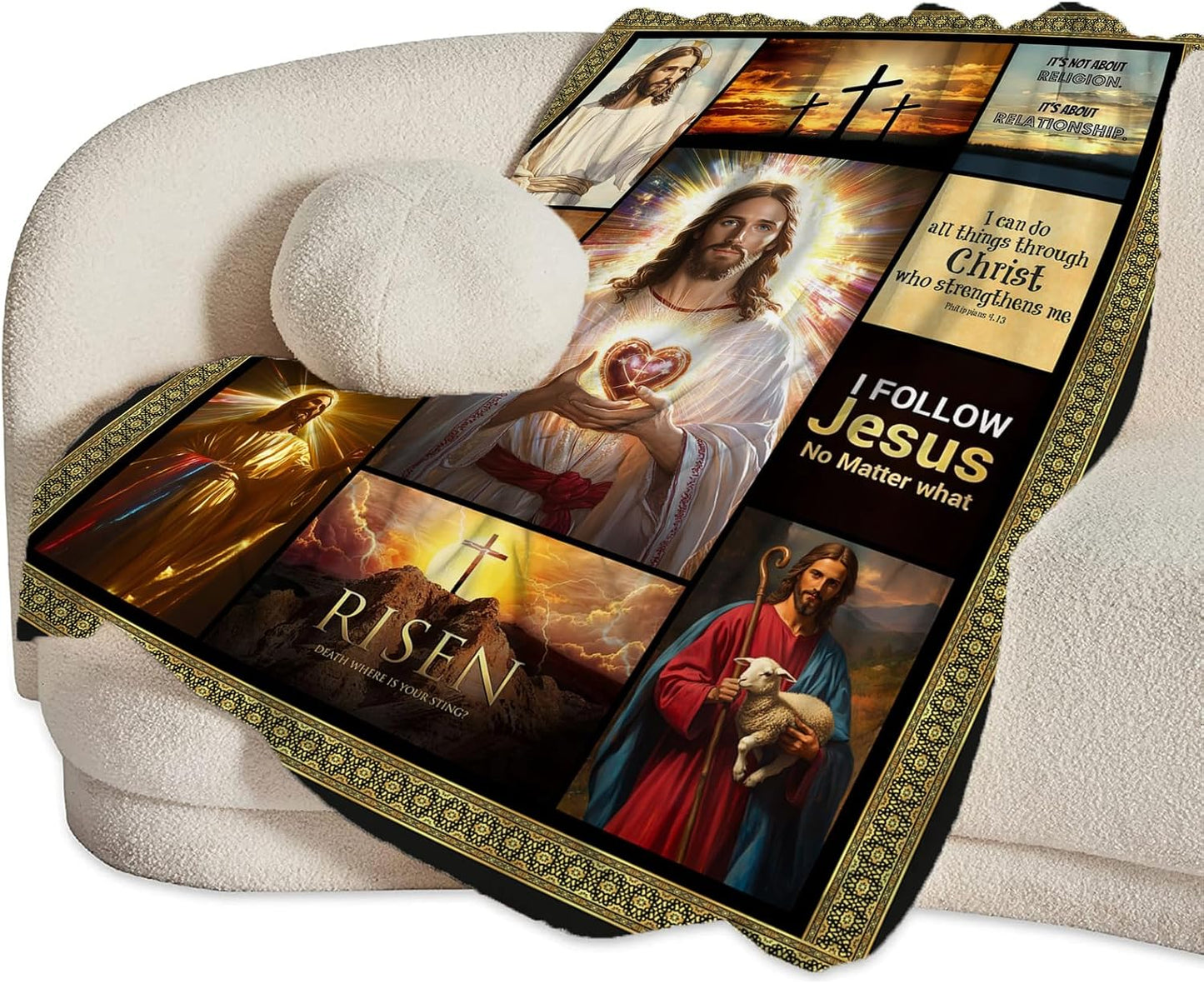 Jesus Throw Blanket Cozy Plush Christian Religious Gifts Blankets Flannel Fleece Lightweight Fuzzy Blanket for Girls Women Men Boys 50"X40"