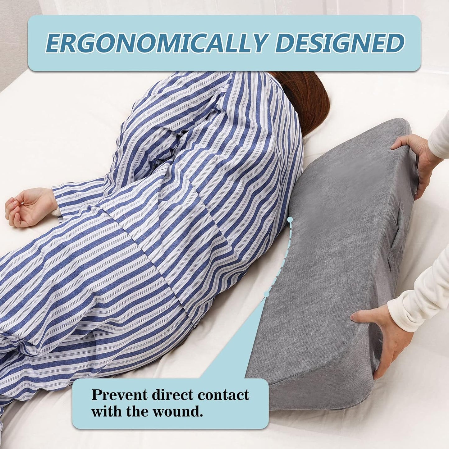 TANYOO Long Wedges for Bed Positioning Pillow for After Surgery Curved Shaped Medical Wedge Pillows for Seniors to Prevent Bed Sore and Improve Healing Process No-Slip Bottom Height 5 Inch