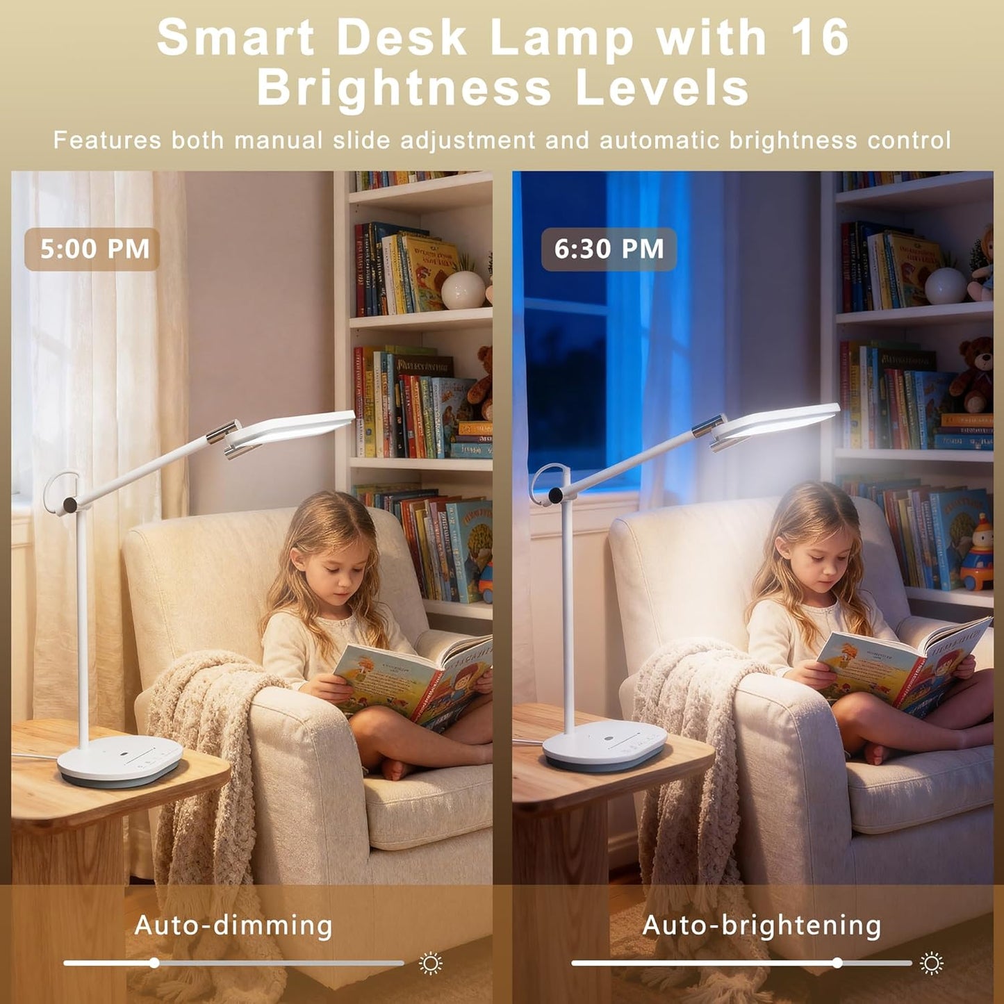 LED Desk Lamp with CRI 98, Advanced Eye-Caring Bright Desk Light for Crafting, Home Office & Kids Studying, Multi-Angle Adjustable, Dimmable Full Spectrum with Touch & Gesture Control