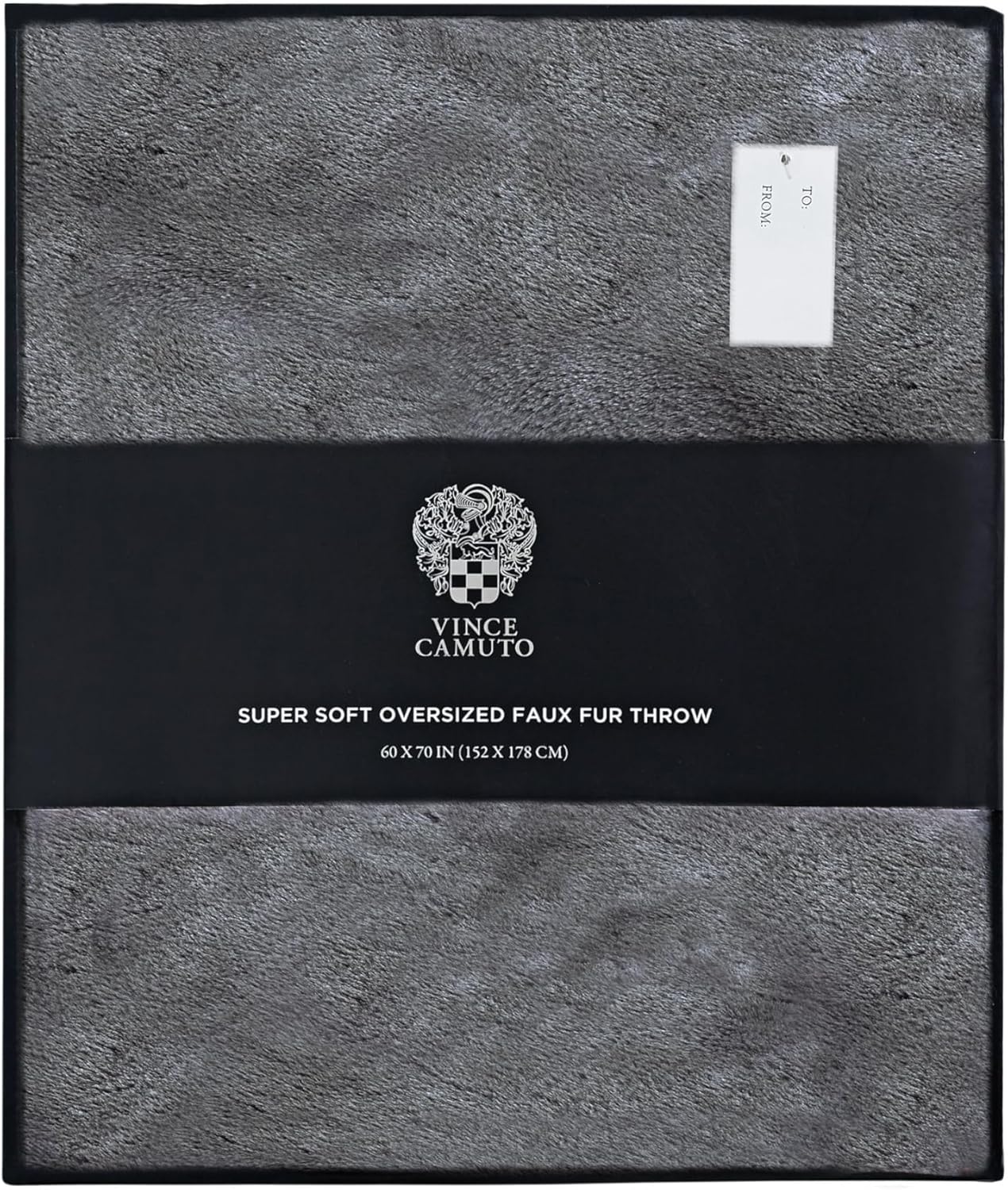 Vince Camuto Faux Rabbit Fur Grey Polyester 1-Piece 60x70 Throw Blanket, Solid Color, 100% Polyester, for Men and Women, Oeko-TEX Certified Confidence
