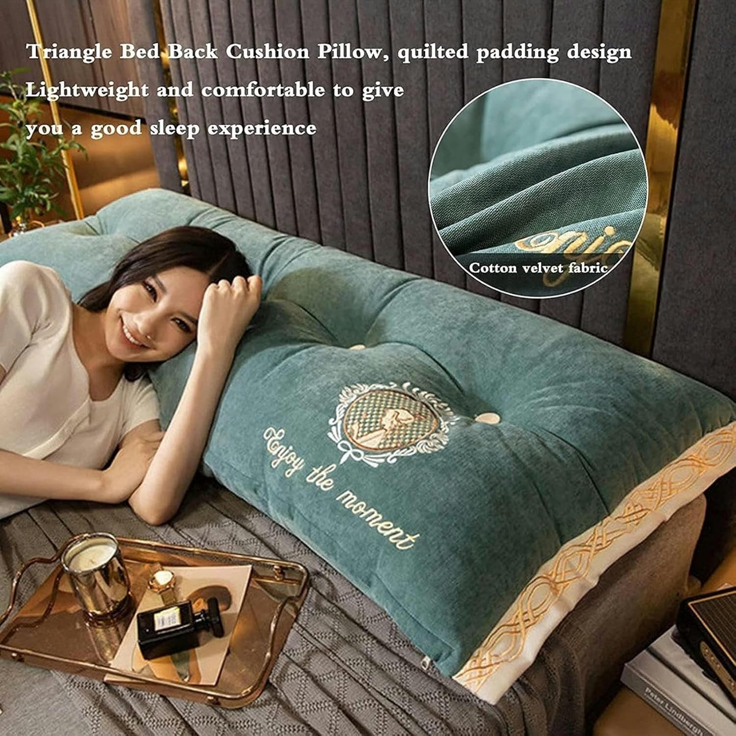 Triangular Reading Bed Rest Pillow, Wedge Body Positioners Pillow Bed Back Cushion Pillow Daybed Backrest Support Cushion Bed Rest Pillows(Brown,100 * 60CM)