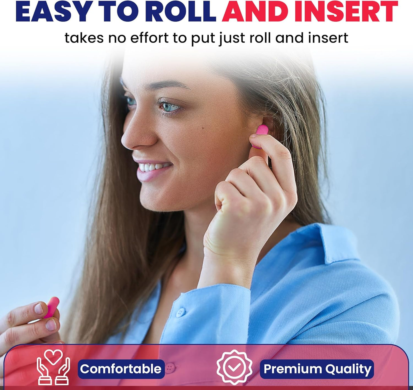 50 Pair Foam Earplugs – Small 32dB for Small Ear Canals - Disposable Noise Cancelling Ear Plugs for Noise Reduction Sleeping Youth Adult Women Hearing Protection Rose