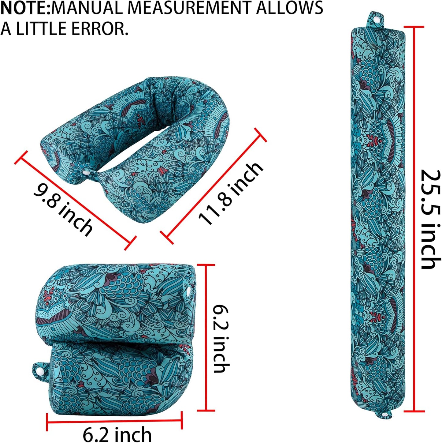 bvya Twist Memory Foam Travel Pillow for Neck, Chin, Lumbar and Leg Support-for Travling on Airplane, Train, Bus or at Home-Adjustable, Bendable Roll Pillow with Washable Cover