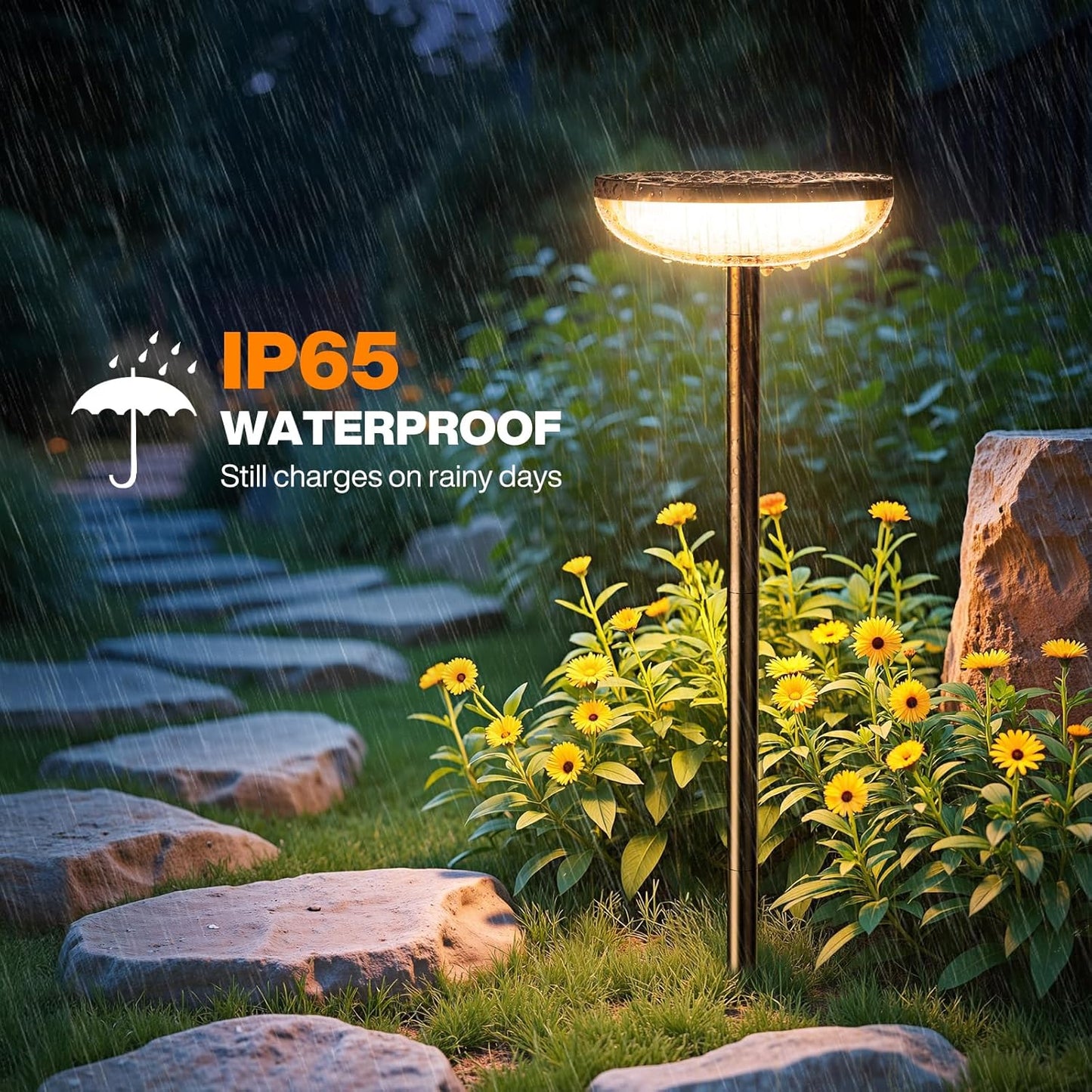 Solar Pathway Lights Outdoor, 6 Pack Tall Solar Garden Lights Outdoor Waterproof for Yard Flower Bed Patio Path Walkway Driveway Outside Decor Landscape Lighting