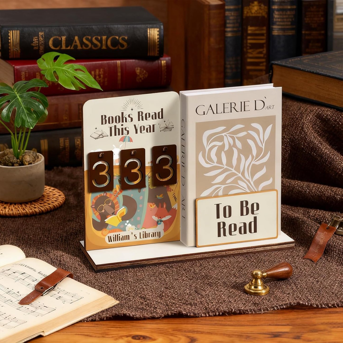 Books Read This Year Counter Sign, Book Shelf Decor, Book Lover Gifts for Women, Wooden Reading Tracker, library Decor for Home, Gift for Readers, Teachers, Librarians (Color 8)