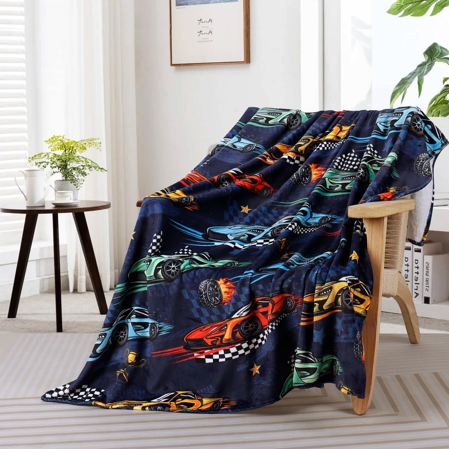 Racing Car Throw Blanket Gifts for Car Lovers Boys Adults Teens Throw Blanket Lightweight Warm Cozy Fuzzy Plush Flannel Blanket Muscle Cars Flannel Blankets for Travel Bed Sofa 50" X 60"