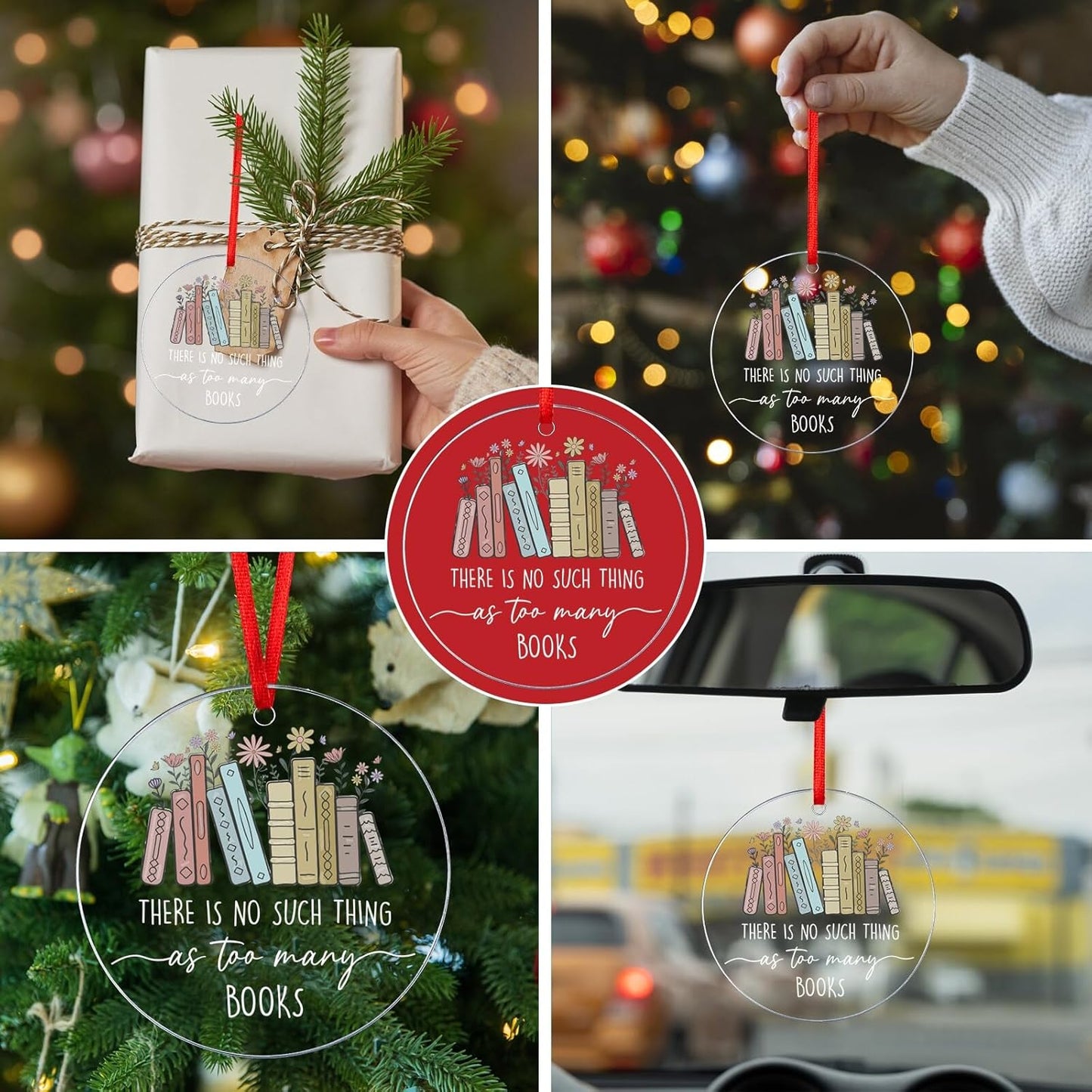Book Ornaments Gifts 2025 - Christmas Ornaments Gifts for Books Lovers, Women, Readers, Bookworm - Just One More Chapter Ornament Gift for Christmas Tree - Cute Bookish Decoration Gift