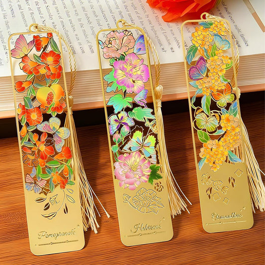 Flower Book Mark with Tassel for Reading Women, Pretty Cute Hollow Butterfly Book Markers for Women, Men, Kids, Teachers, Students, Reading Accessories Gifts for Book Lovers（3PCS-Styple A）