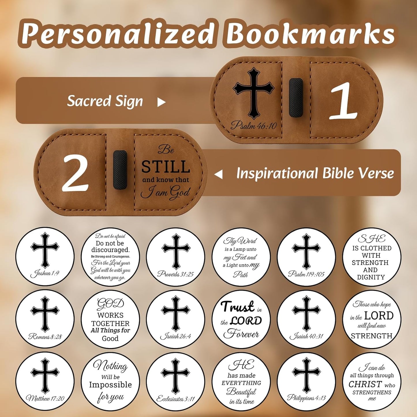 Bygone Mark Personalized Leather Bookmark with Pen Holder - Magnetic Bible Verse Design, Inspirational Gifts for Men and Women, Christian Book Lovers Reading Accessory (Brown-Psalm 119：105)