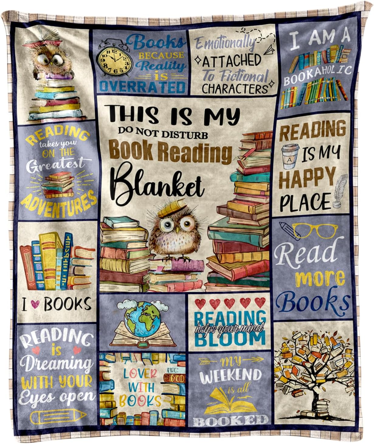 Book Lovers Blanket 50"x60", Birthday Gifts for Book Lovers, Readers, Librarians, Bookworms, Reading Bookish Gifts for Women and Men, Literary Throw Blanket for Christmas Thanksgiving