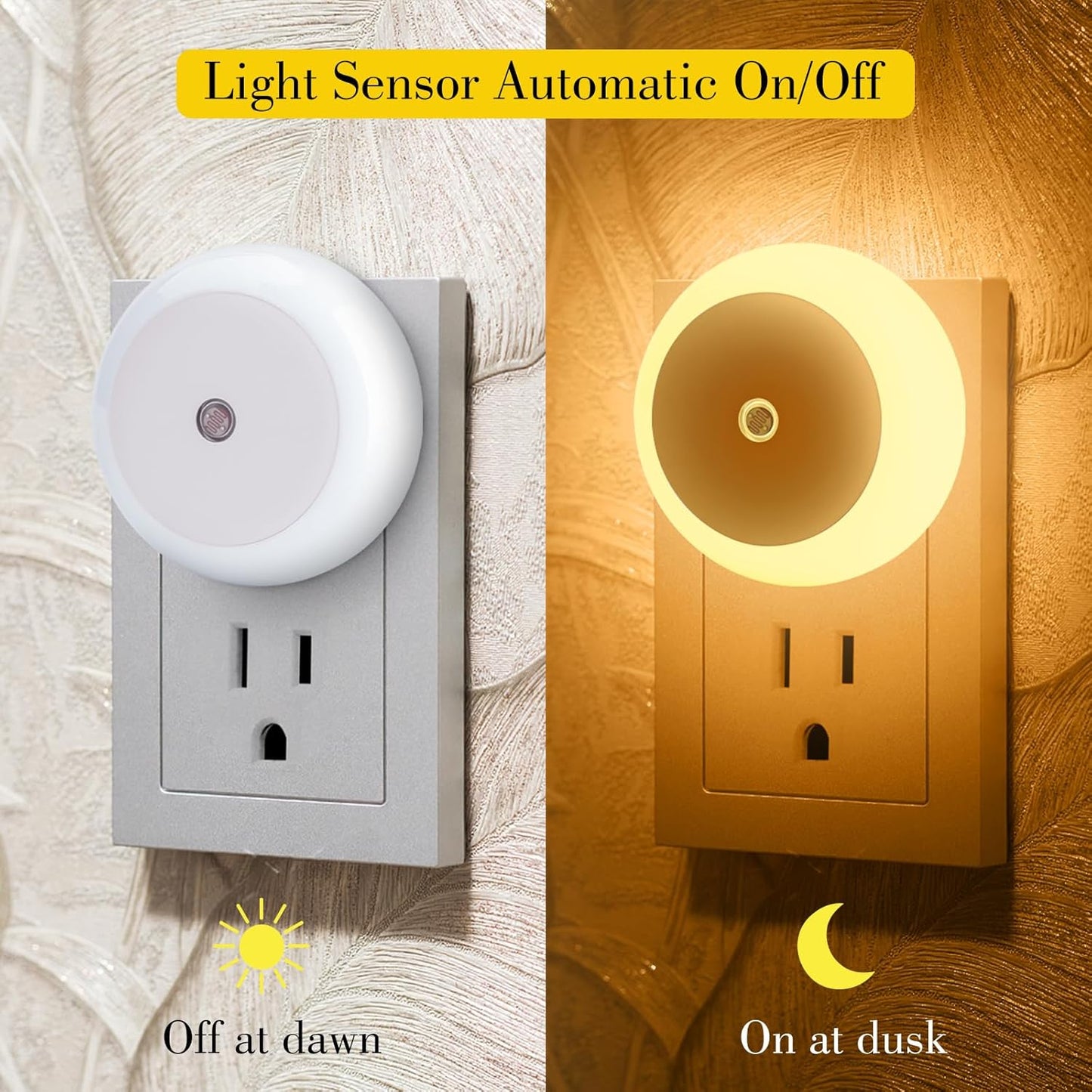 KINUR 6 Pack Amber Night Light, LED Night Lights Plug into Wall with Dusk to Dawn sensors, Plug in Night Lights for Kids Room, Bedroom, Bathroom, Baby Nursery,Stair Lights, Hallway Light