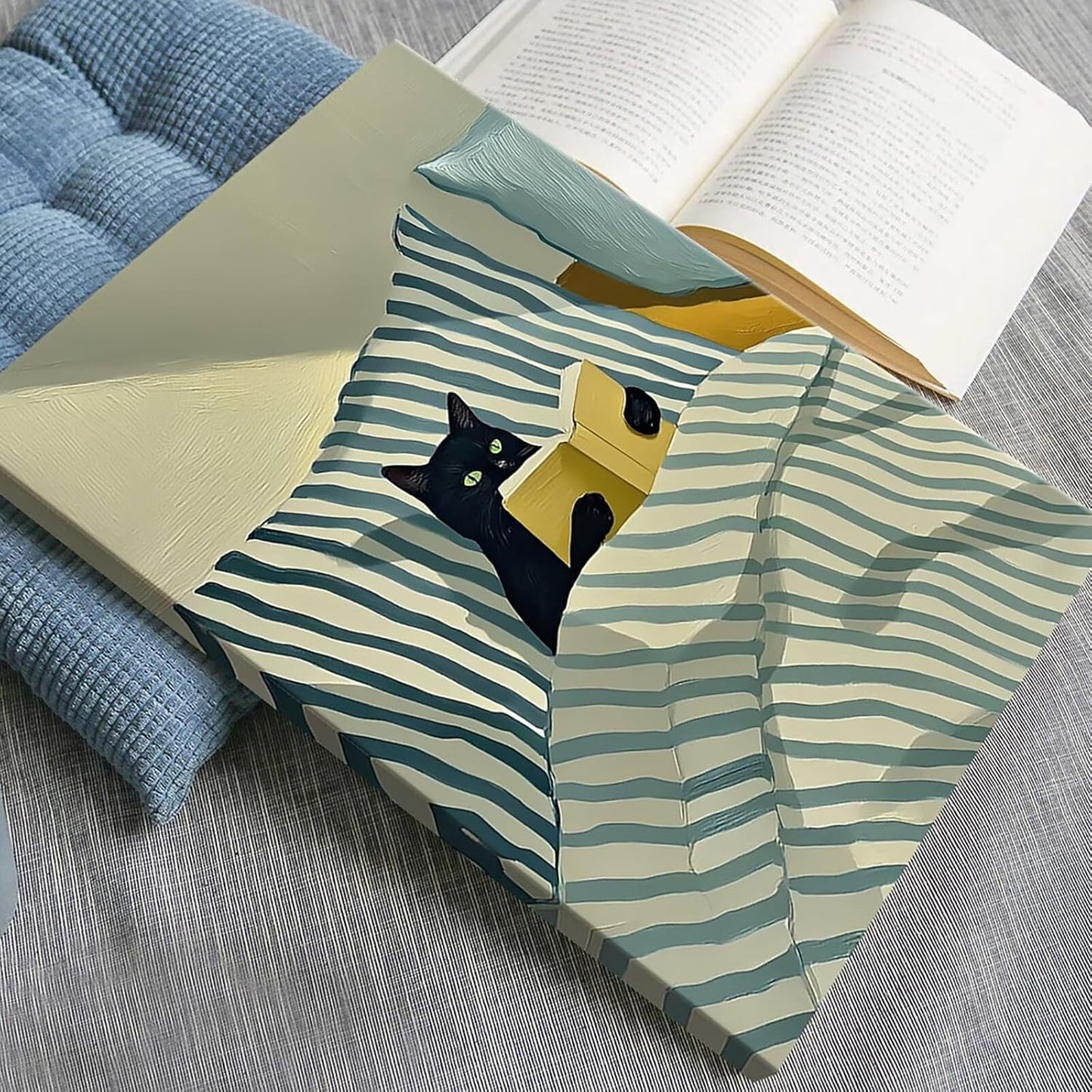 Black Cat Reading Book Wall Art Modern Cute Pet Lovers Canvas Prints Decor Vintage Trendy Animal Poster Painting Funny Minimalist Aesthetic Picture for Bedroom Living Room 12x16inch Unframed