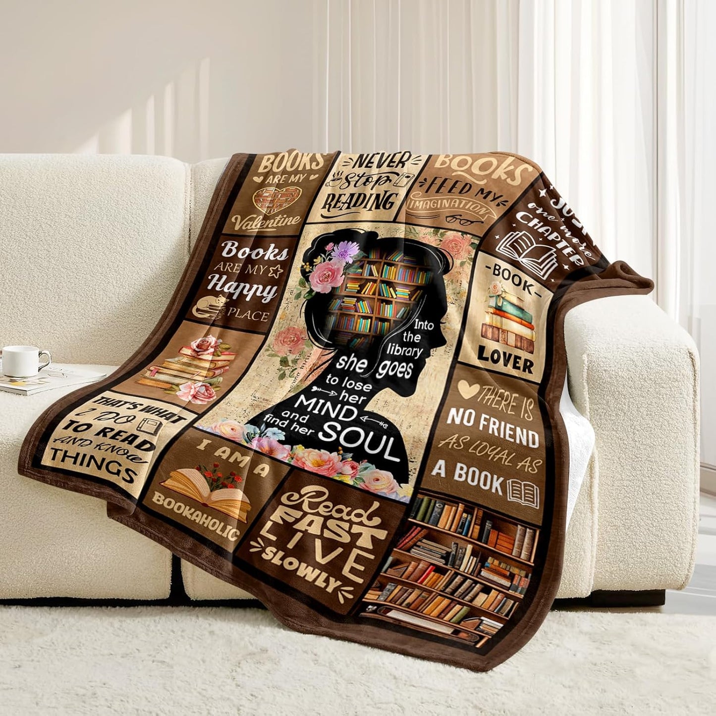 Book Lovers Gifts - Gifts for Book Lovers - Booklover Gift for Women - Bookworm Librarian Readers Booklover Bookish Reading Accessorie Blankets Present for Women Girls - Books Lover Blanket 50"X60"