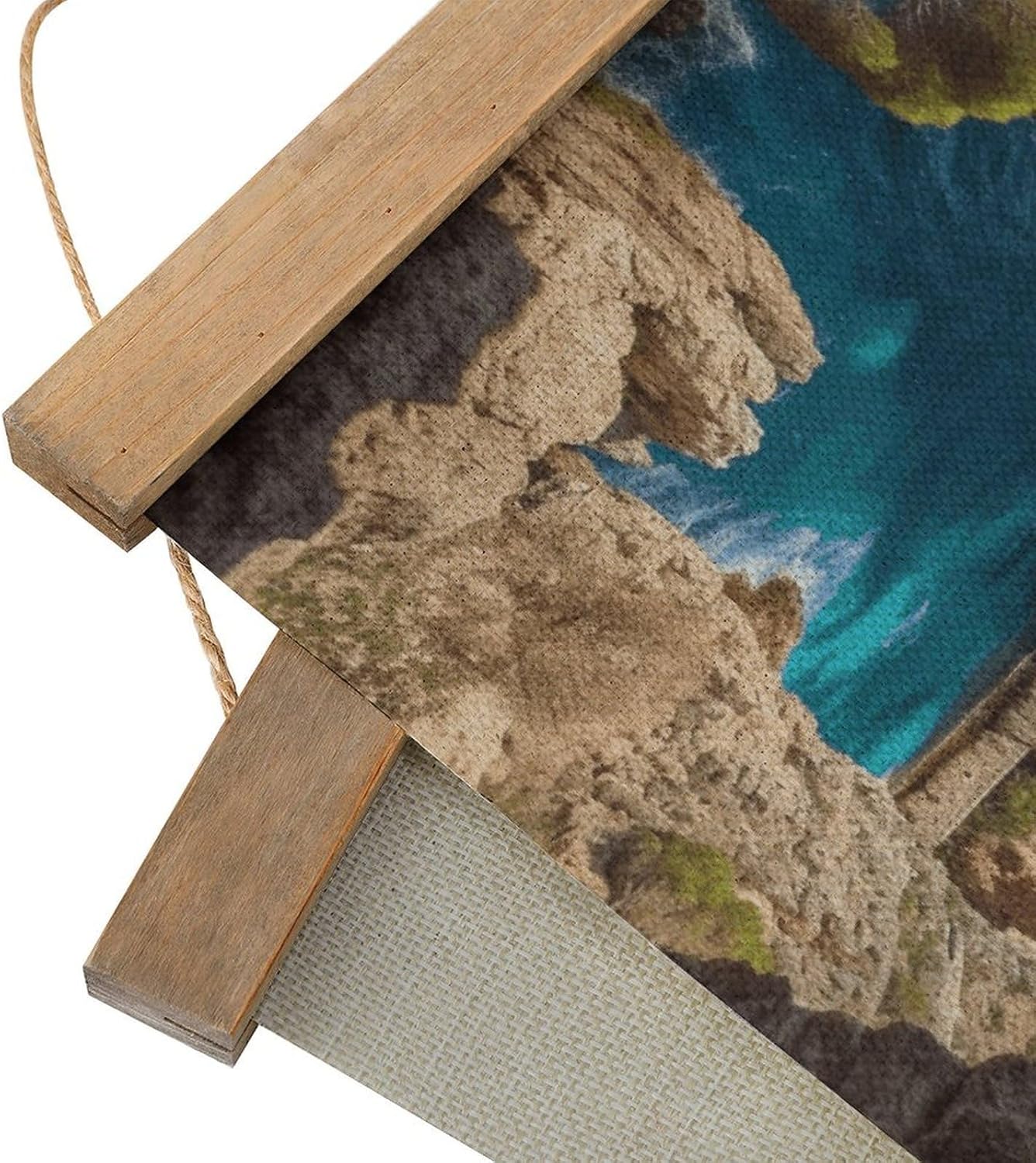 Vintage Arch in Mallorca Spain Poster with Wooden Frame Personalized Linen Hanging Scroll Painting Rustic Wall Hanging Illustrative Modern Artwork Decor for Home Living Room Bedroom Office