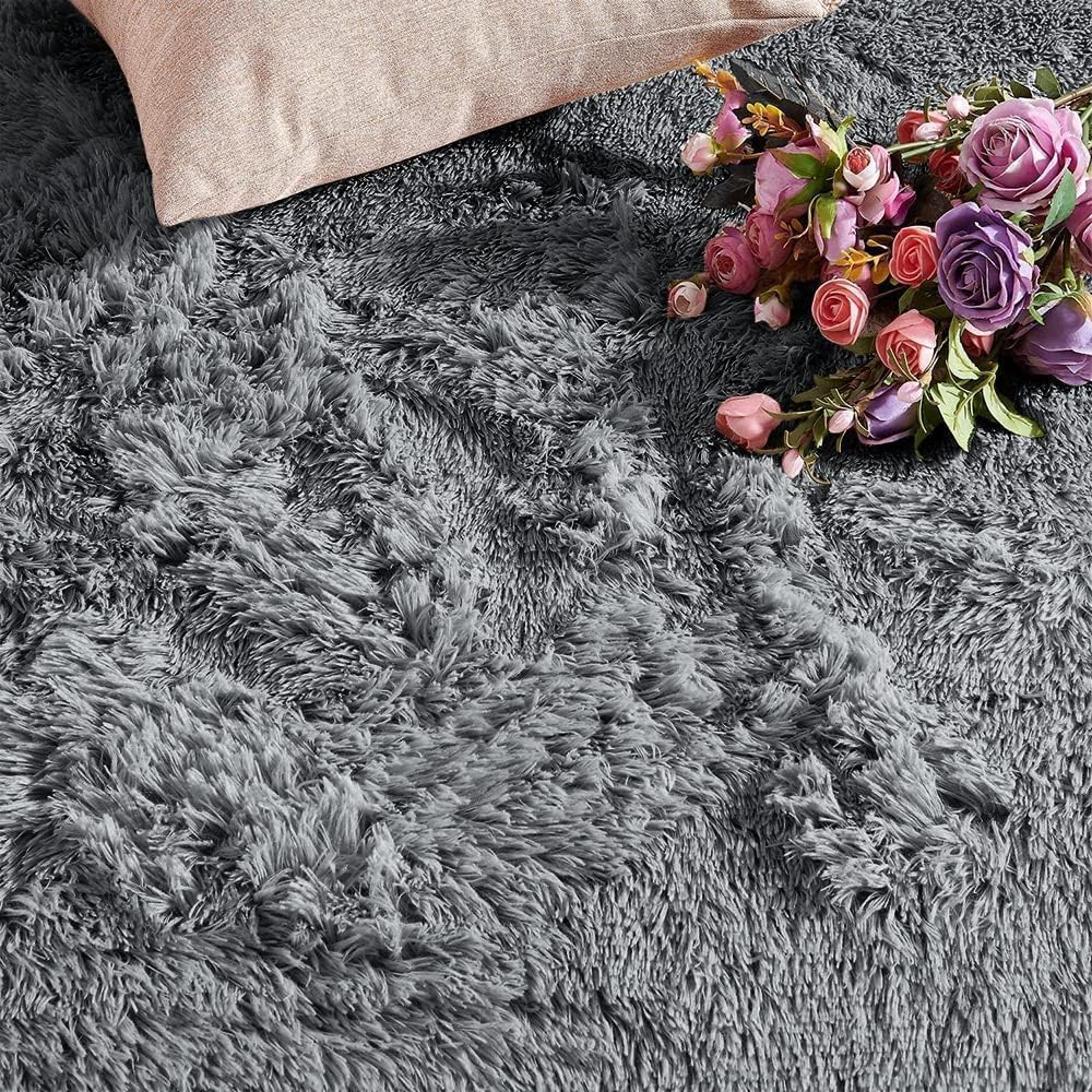 MOONLIGHT20015 Shaggy Area Rugs for Living Room Bedroom 3x5 Feet Grey, Fluffy Soft Throw Rug for Entryway Indoor Floor Carpet, Fuzzy Shag Rug for Nursery Girls Boys Kids Rooms, Dorm, Home Décor