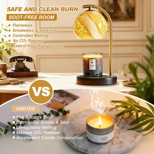 Womens Gifts for Christmas Candle Warmer Lamp, Dimmable Scented Wax Melt Warmer with Timer, Housewarming Gifts for Home Bedroom Decor, Xmas Birthday Gifts for Mom, 2 Bulbs, White+Gold