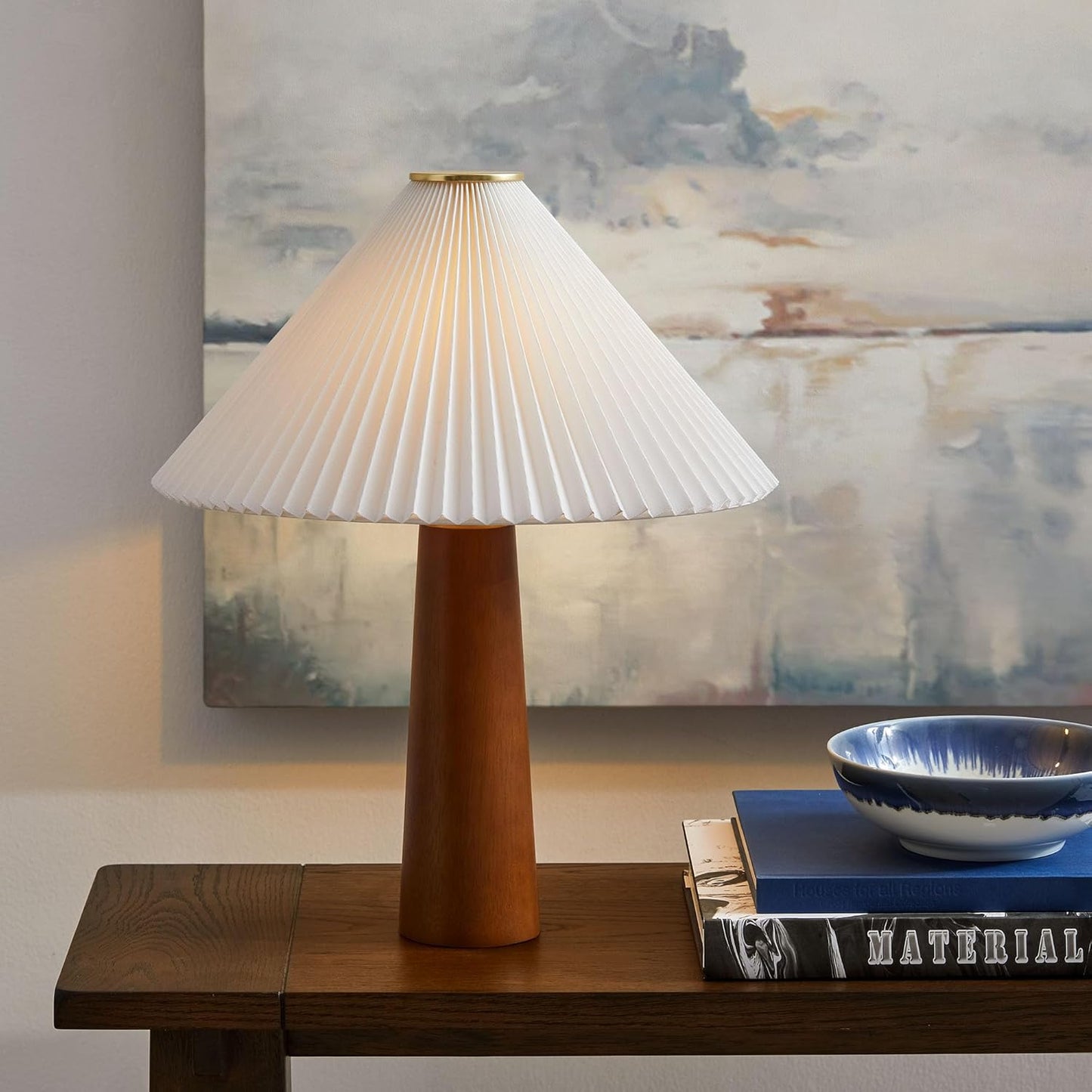 Modway Jessica Pleated Table Lamp in Walnut