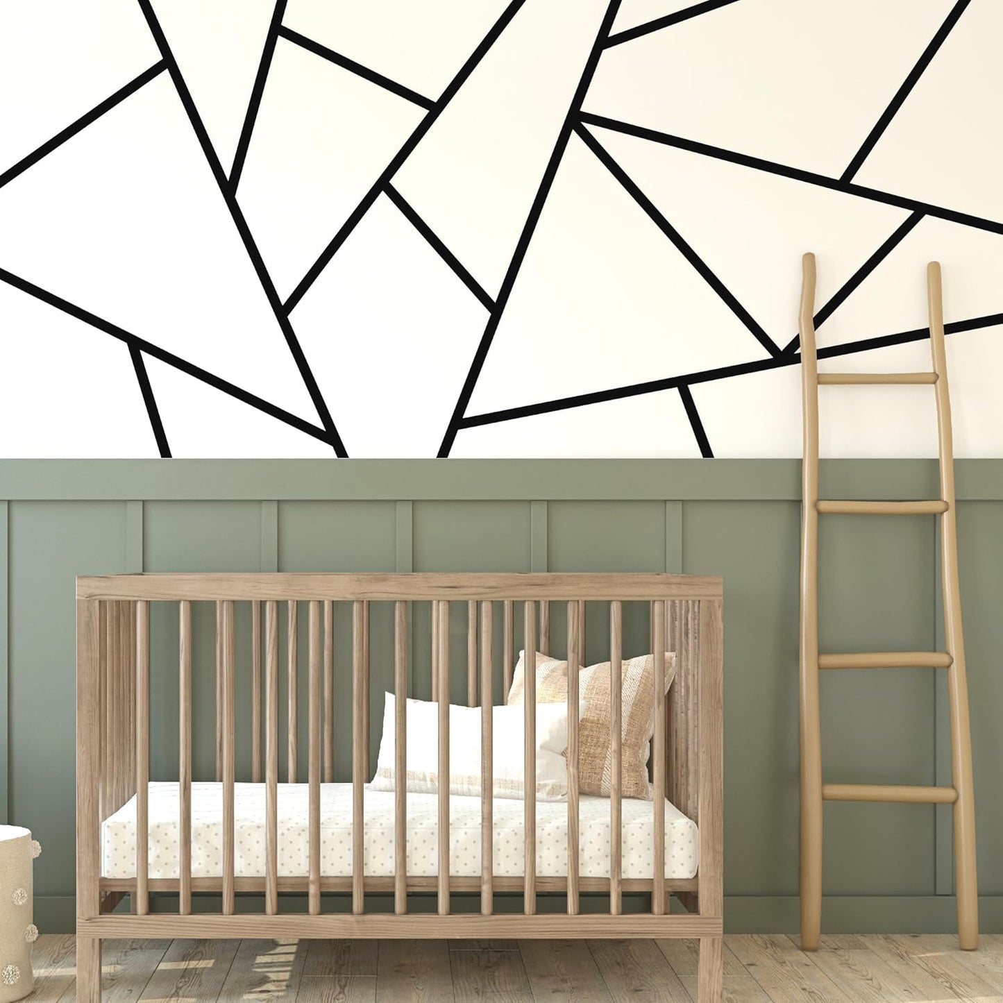 Black Large Vinyl Modern Line Wall Decals, Peel and Stick Removable Geometric Wall Stickers Bedroom Living Room Office Minimalist Accent Wall Art Decor