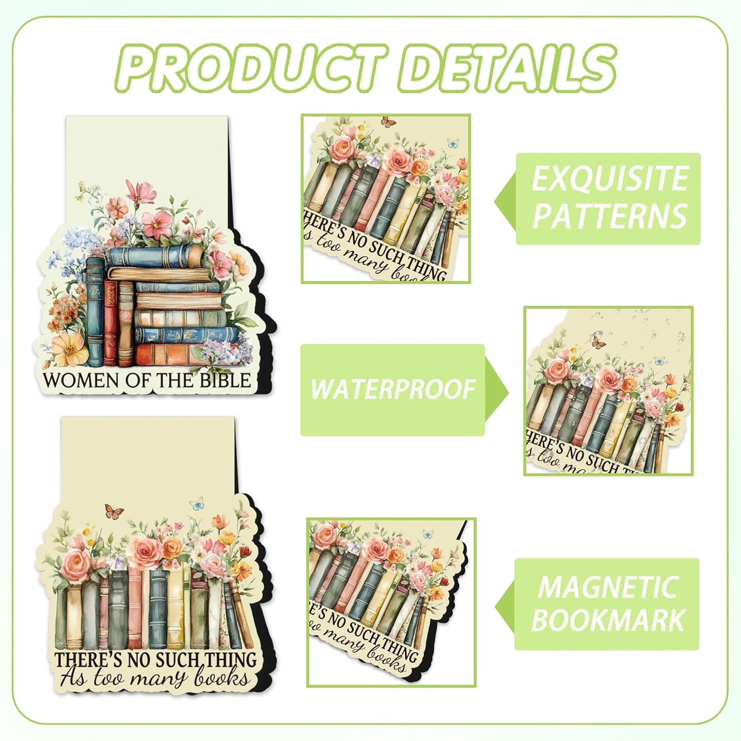 Vintage Floral Magnetic Bookmarks, 12 Pcs Book Lovers Magnet Book Mark Clips for Reading, Cute Bookish Gifts for Women Girls, Flower Page Marker for School Office Christmas Stocking Stuffers