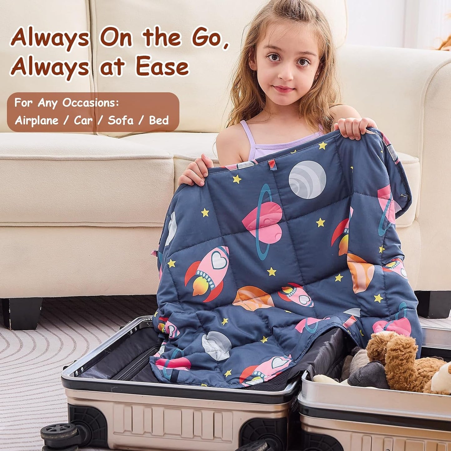 yescool Weighted Lap Pad 2 Pounds Weighted Lap Blanket, Space Plane Small Weighted Blanket, Weighted Throw Blanket Gifts for Travel Indoor Outdoor, 20"x30"